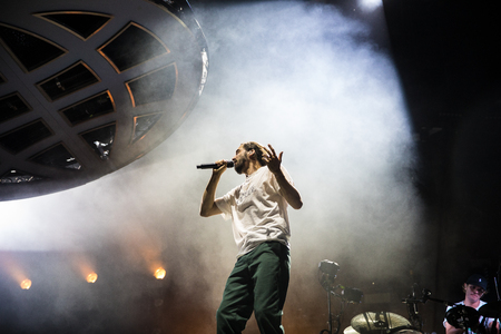 Nyon, Switzerland - 25 July 2019 :  concert of  French rap singer Lomepalのeditorial素材