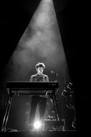 Nyon, Switzerland - 25 July 2019 :  concert of  French rap singer Lomepalのeditorial素材
