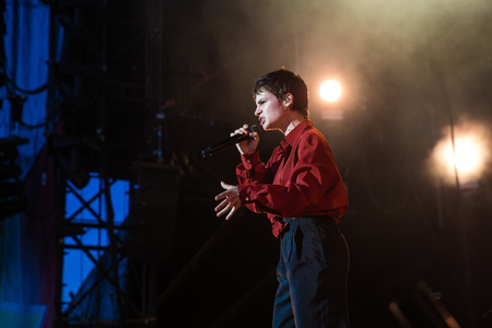 Nyon, Switzerland - 23 July 2019: concert of French singer Christine and the Queens at Paleo Festivalのeditorial素材
