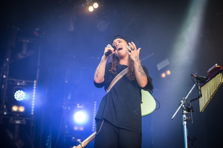 Nyon, Switzerland - 23 July 2019: concert of Australian singer-songwriter and multi-instrumentalist Tash Sultana at Paleo Festivalのeditorial素材