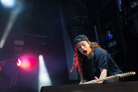 Nyon, Switzerland - 23 July 2019: concert of Australian singer-songwriter and multi-instrumentalist Tash Sultana at Paleo Festivalのeditorial素材