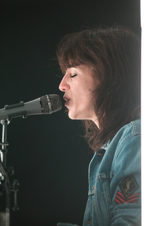 Nyon, Switzerland - 23 July 2019: concert of French singer  Charlotte Gainsbourg at Paleo Festival. She is the daughter of French singer and song writer Serge Gainsbourgのeditorial素材