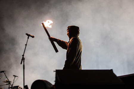Nyon, Switzerland - 23 July 2019: concert of American band Twenty One Pilots at Paleo Festival. Twenty Ã¸ne pilÃ¸ts is an American musical duo made of singer, guitarist/ bass player and pianist Tyler Joseph and drummer/percussionist and trumpeter Josh Dunのeditorial素材