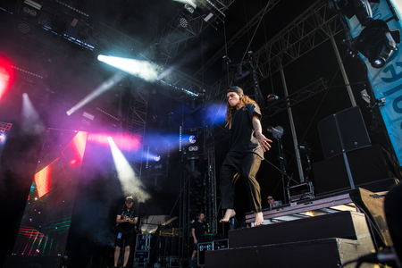 Nyon, Switzerland - 23 July 2019: concert of Australian singer-songwriter and multi-instrumentalist Tash Sultana at Paleo Festivalのeditorial素材