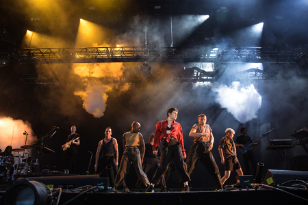 Nyon, Switzerland - 23 July 2019: concert of French singer Christine and the Queens at Paleo Festivalのeditorial素材