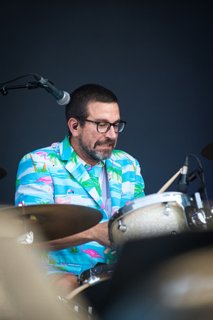 Nyon, Switzerland - 23 July 2019: concert of Canadian rock band from Quebec Les Cowboys Fringants at Paleo Festivalのeditorial素材
