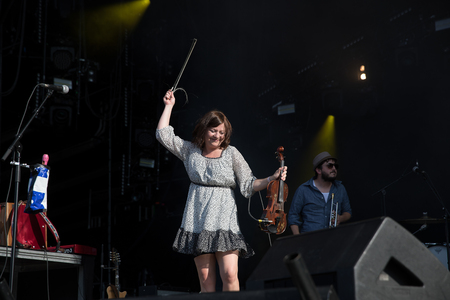 Nyon, Switzerland - 23 July 2019: concert of Canadian rock band from Quebec Les Cowboys Fringants at Paleo Festivalのeditorial素材