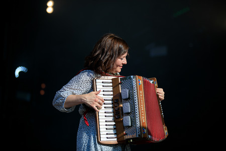 Nyon, Switzerland - 23 July 2019: concert of Canadian rock band from Quebec Les Cowboys Fringants at Paleo Festivalのeditorial素材