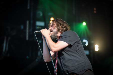 Nyon, Switzerland - 23 July 2019: concert of Canadian rock band from Quebec Les Cowboys Fringants at Paleo Festivalのeditorial素材