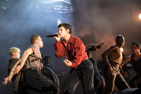 Nyon, Switzerland - 23 July 2019: concert of French singer Christine and the Queens at Paleo Festivalのeditorial素材
