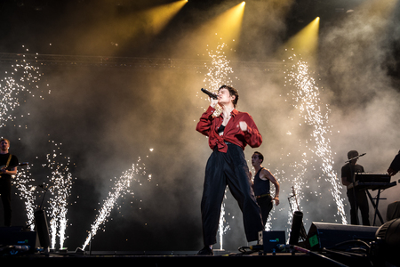 Nyon, Switzerland - 23 July 2019: concert of French singer Christine and the Queens at Paleo Festivalのeditorial素材