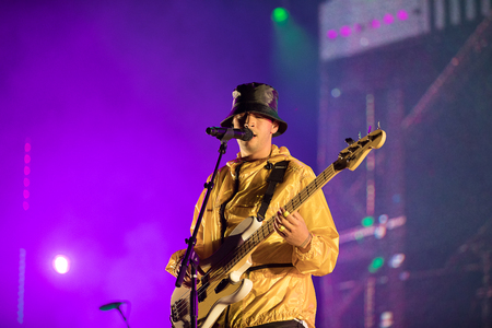 Nyon, Switzerland - 23 July 2019: concert of American band Twenty One Pilots at Paleo Festival. Twenty Ã¸ne pilÃ¸ts is an American musical duo made of singer, guitarist/ bass player and pianist Tyler Joseph and drummer/percussionist and trumpeter Josh Dunのeditorial素材