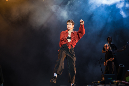 Nyon, Switzerland - 23 July 2019: concert of French singer Christine and the Queens at Paleo Festivalのeditorial素材