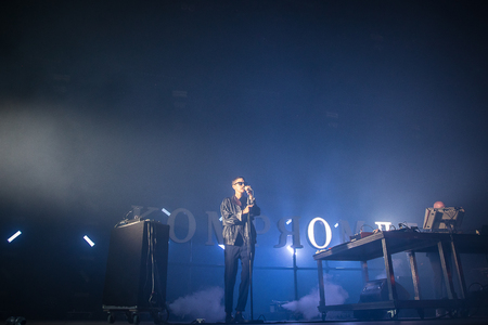 Nyon, Switzerland - 23 July 2019: concert of Kompromat an electro/indus project inspired by old berliner techno music, performed by Vitalic & Rebeka Warriorのeditorial素材