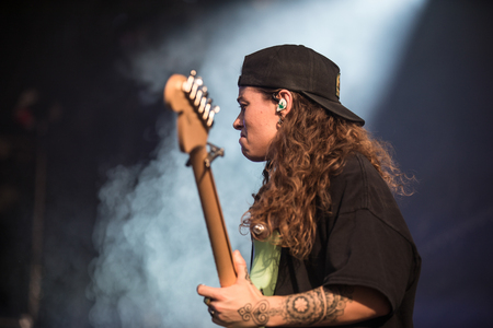 Nyon, Switzerland - 23 July 2019: concert of Australian singer-songwriter and multi-instrumentalist Tash Sultana at Paleo Festivalのeditorial素材
