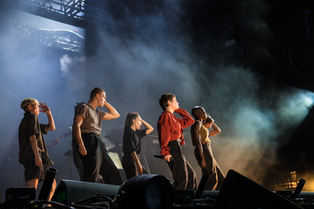 Nyon, Switzerland - 23 July 2019: concert of French singer Christine and the Queens at Paleo Festivalのeditorial素材
