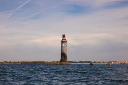 Phare des Barges - Lighthouse "des Barges" offshore the harbour of les sables d'Olonne, Vendee, Franceの写真素材