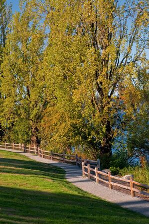 A fenced curving path at Luther Burbank park