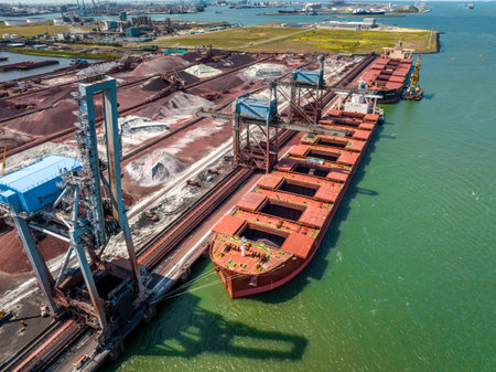 Bulk Carrier Cargo Ship Unloading at Port