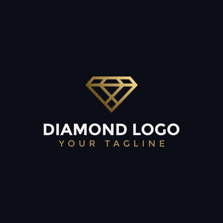 Abstract Elegant Diamond Jewelry Line Logo Design Templateのイラスト素材