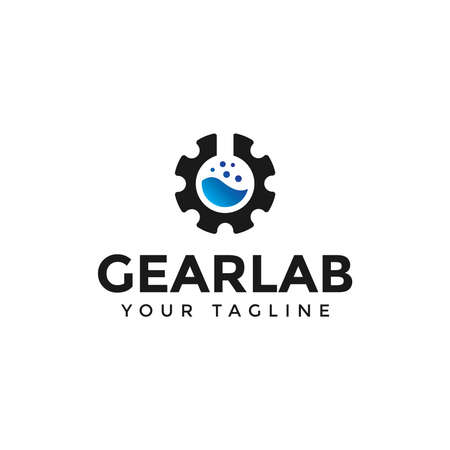 Science Lab and Mechanical Gear Logo Design Templateのイラスト素材