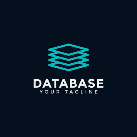 Square Database, Digital Storage Line Logo Design Templateのイラスト素材