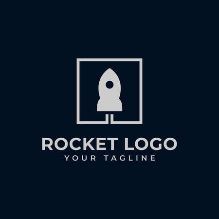 Simple Square Rocket Launch, Spaceship Logo Design Templateのイラスト素材