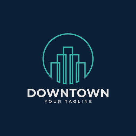 Circle Cityscape, Skyscraper, Skyline, Building, Town Logo Designのイラスト素材