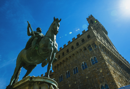 March 31, 2017: View of the exterior of a building and a sculpture under the blue skyのeditorial素材
