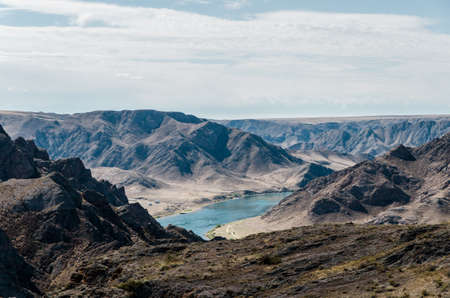 Beautiful mountains and river Ili in Kazakhstanの写真素材