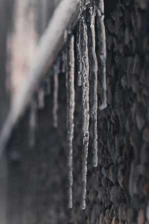 Icicles on the winter window