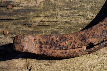 Aged Rusty Horseshoe on Barnwood