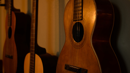 Parlor Guitars in Morning Sunの写真素材