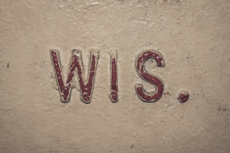 Damaged Raised Letter Wisconsin Signの写真素材
