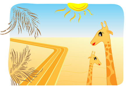 Vector card of a tropical travel in a desert landのイラスト素材