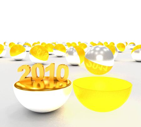 Concept begin of 2010 year. Digit 2010 in a open white ball