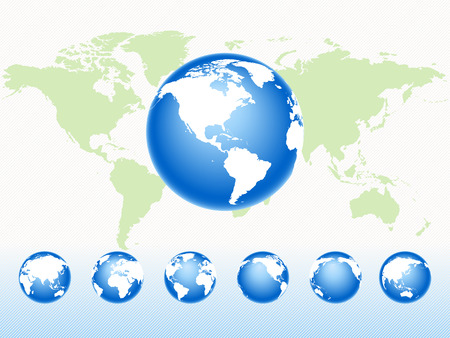Set of globe rotation on a mapのイラスト素材