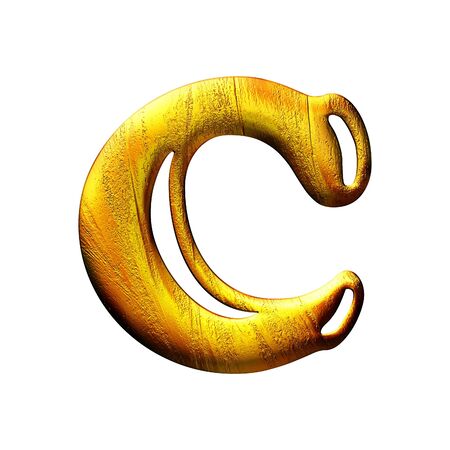 3D letter in gold metal texture and  isolated of backgroundの写真素材