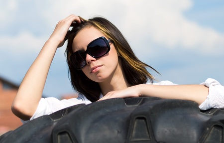Portrait beautiful girl on natureの写真素材