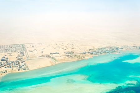 Egypt Hurgada from top. View from the airplaneの写真素材