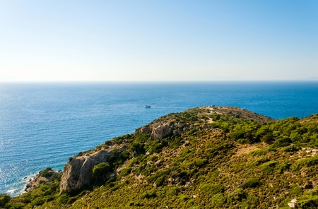 Beautiful greek seascape at sunny day. Place of Rhodesの写真素材