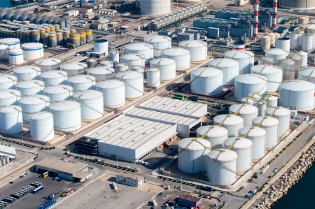 Aerial view of petrol industrial zone