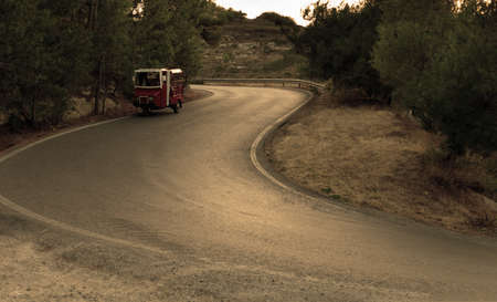 Winding mountain road. Sepia toned this imageの写真素材