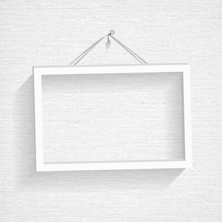 Empty frame picture on the white canvas texture. Vector illustrationのイラスト素材