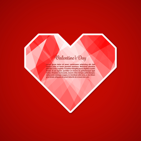 Card of Valentines Day with a heart made from paper. Vector illustration. Used transparency layersのイラスト素材