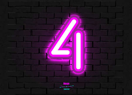 Vector Neon Digit 4