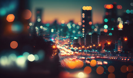 Night city life with bokeh background