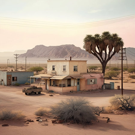 Abandoned American house in the desert