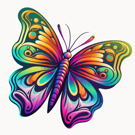 Colorful painting butterfly isolated badge. Vector illustrationのイラスト素材