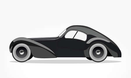 detailed side of a flat black car cartoon with shadow effectのイラスト素材
